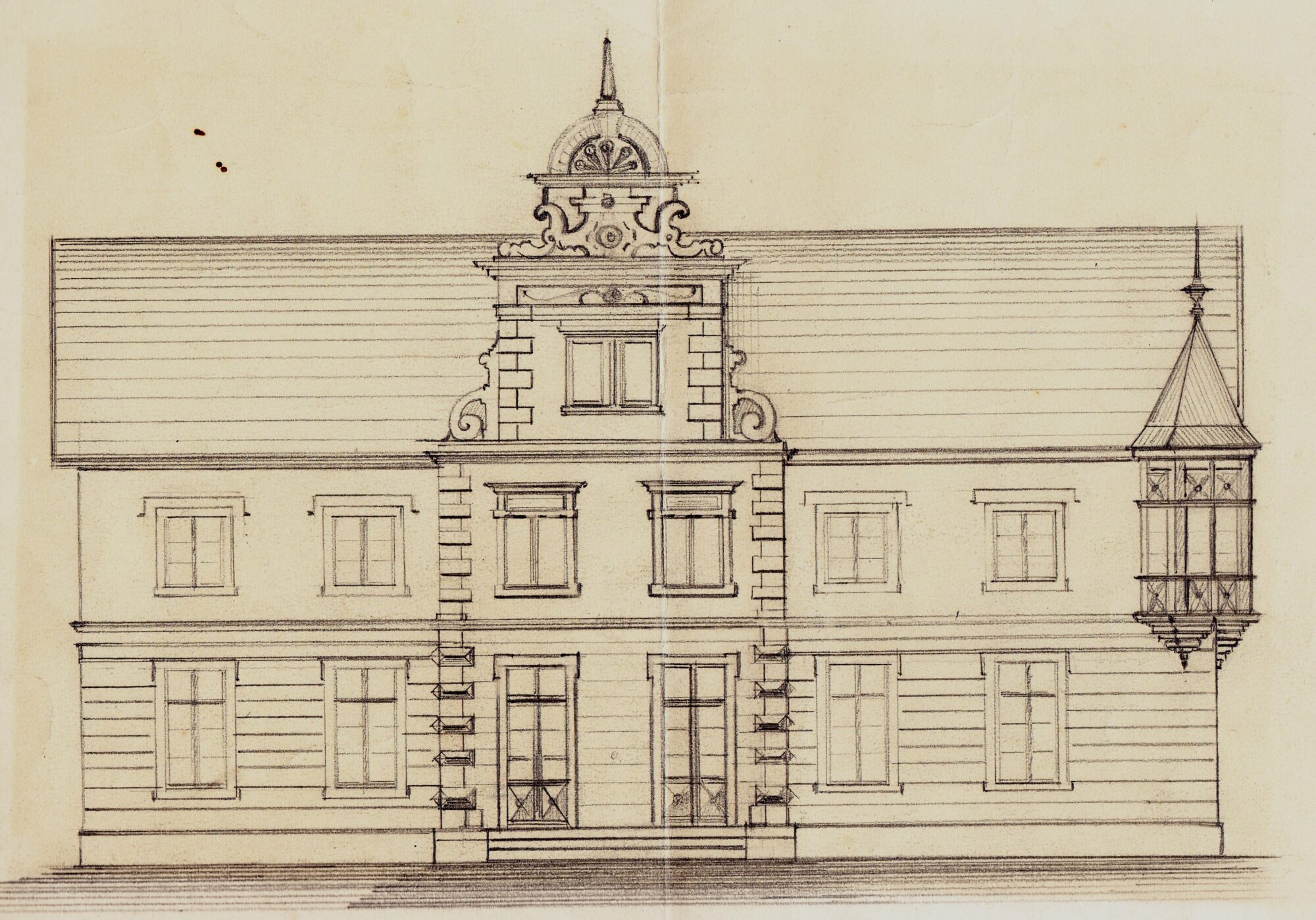 Abb. 2: Skizze zum Umbau des Stadthauses von Gerhard Lühn, wohl 1905. Der Plan ist niemals realisiert worden.